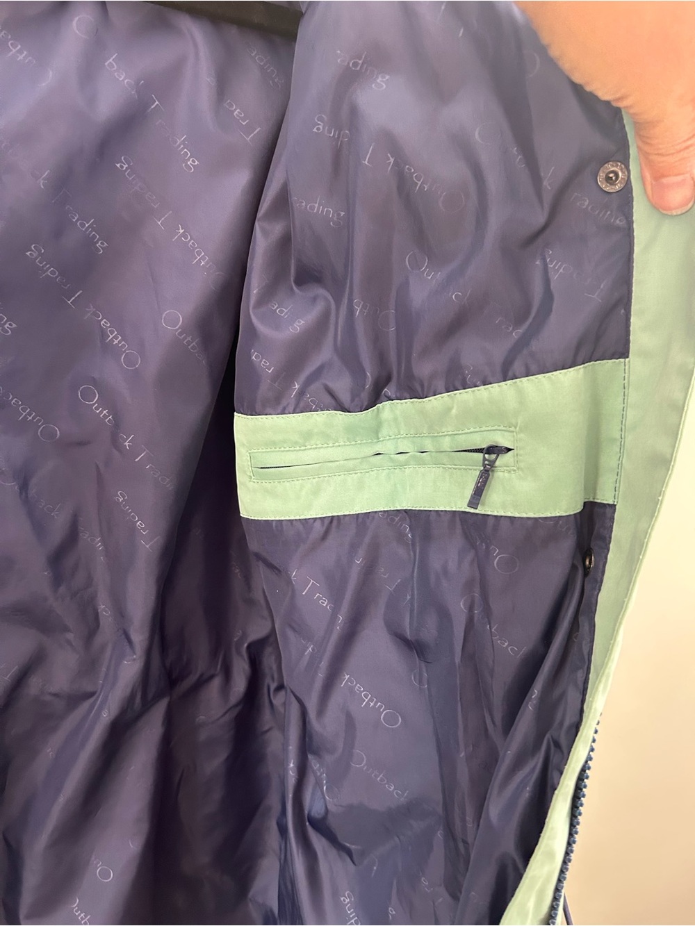 Outback Trading Co Mint Green Waterproof Rain Mint Teal Anorak Hooded Jacket - Picture 10 of 13
